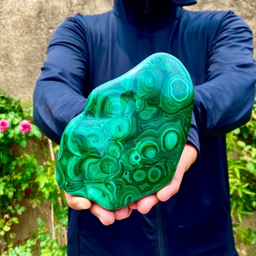 1.7LB Natural glossy Malachite transparent cluster rough mineral sample - 第 1/14 張圖片