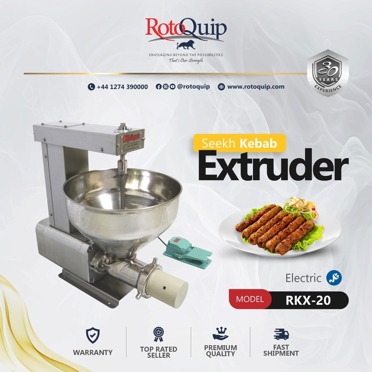 Rotoquip Commercial Kebab Extruder Seekh Kebab Machine Easy sheesh