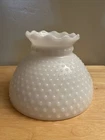 VTG 8” WHITE MILK GLASS HOBNAIL HURRICANE STUDENT LAMP SHADE NOS