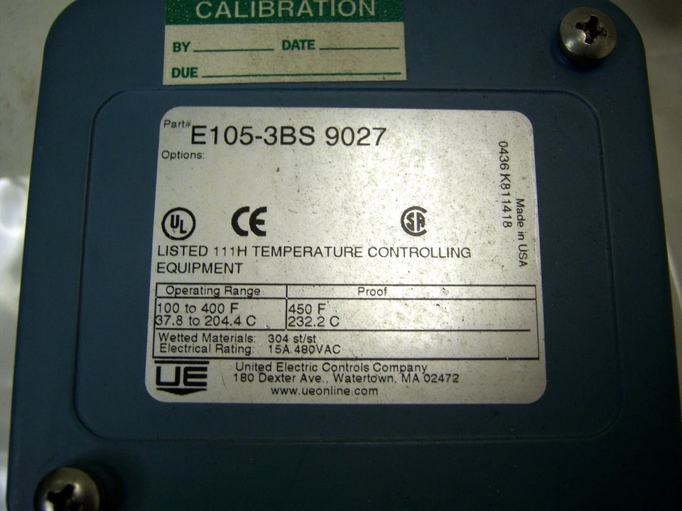 United Electric Temperature Controller E105-3BS-9027 - Image 2 of 2