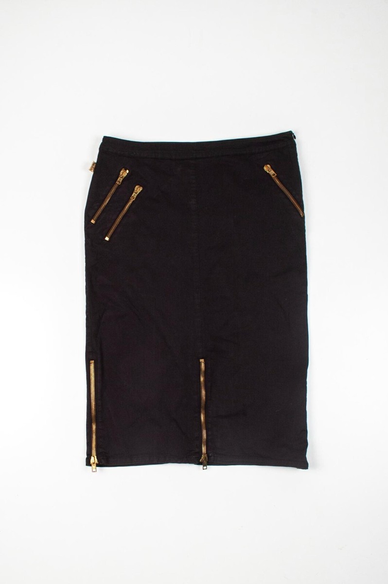 スカート Moschino Skirt Clothing Original Vintage Moschino Black Gold Zipper Detail Skirt sz