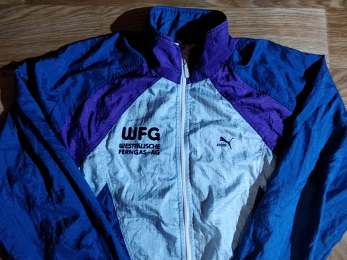 Puma 90's Vintage Mens Nylon Tracksuit Top Jacket Blue Turquoise Athletic Sports - Picture 3 of 8