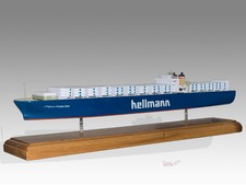 Hellmann Container Ship Solid Kiln Dry Mahogany Wood Handmade Boat Vessel Model