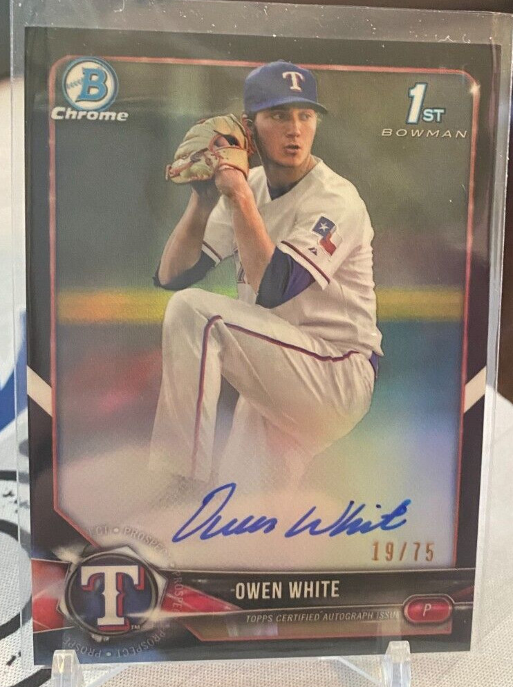 2018 BOWMAN CHROME DRAFT OWEN WHITE #19/75 AUTO BLACK REFRACTOR #CDA-OW