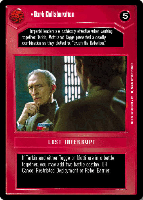 Star Wars CCG Limited Premiere BB M/NM Dark Collaboration