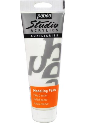 Pebeo Studio Acryl Modellierpaste Medium 250ml Flasche weiß fügt Textur hinzu 3D