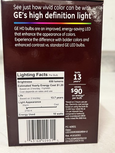 CASE OF 12 Relax HD LED Light Bulbs, Soft White, Dimmable, 650 Lumens, 10-watts - Picture 6 of 8