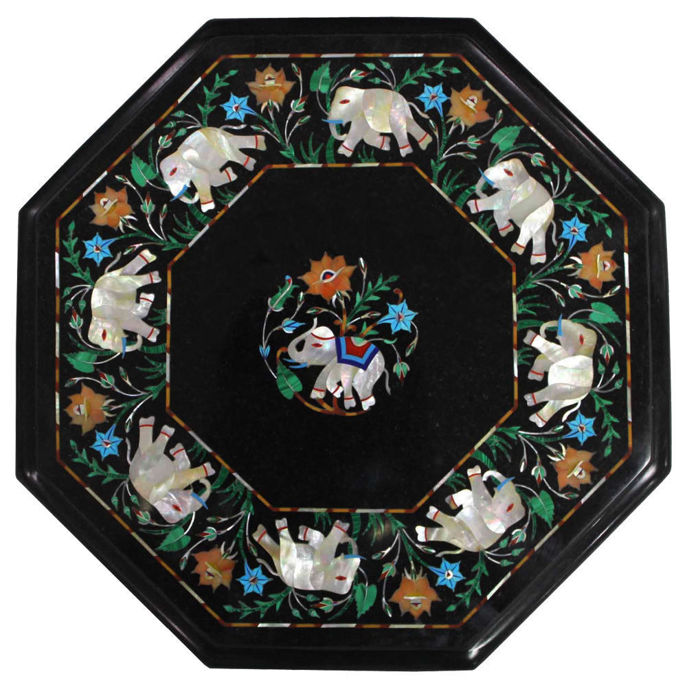 18-Inch Handcrafted Marble Coffee Table Top for Elegant Home Decor