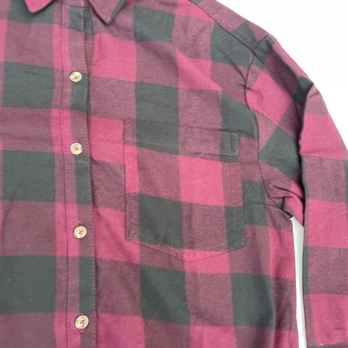 Wild Fable Women's Long Sleeve Button-Down Plaid Buffalo Check Burgundy Size M - Picture 3 of 9