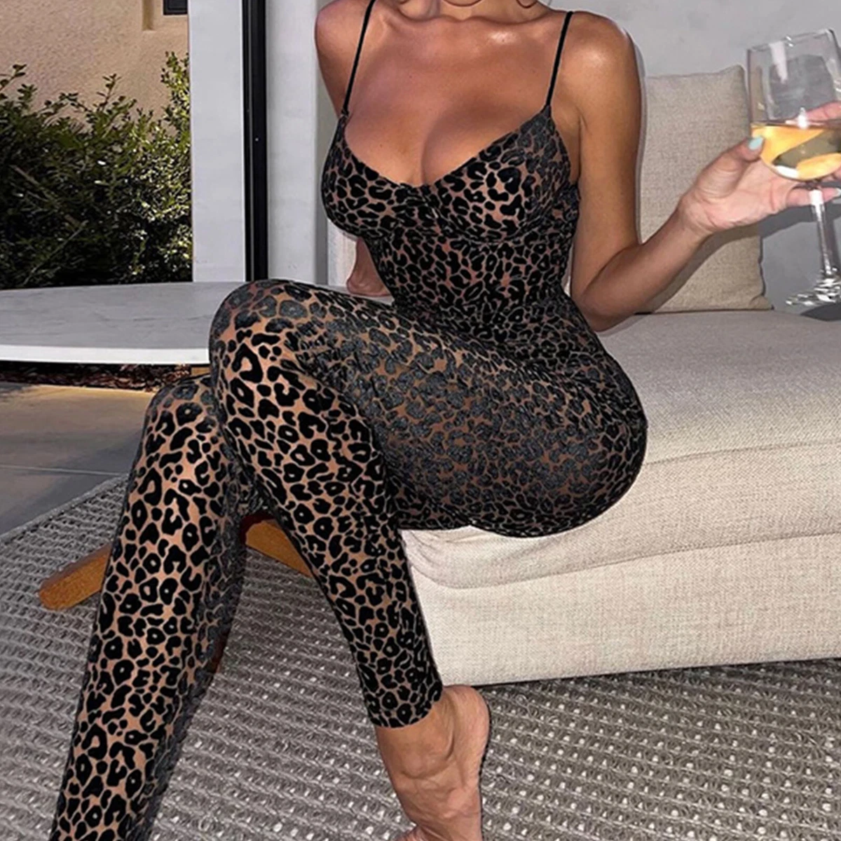 Mesh cheetah cheap jumpsuit