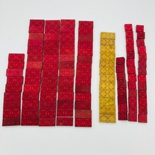 Vintage Lot of 111 WOODEN American Bricks Red Yellow Building Blocks Halsam USA