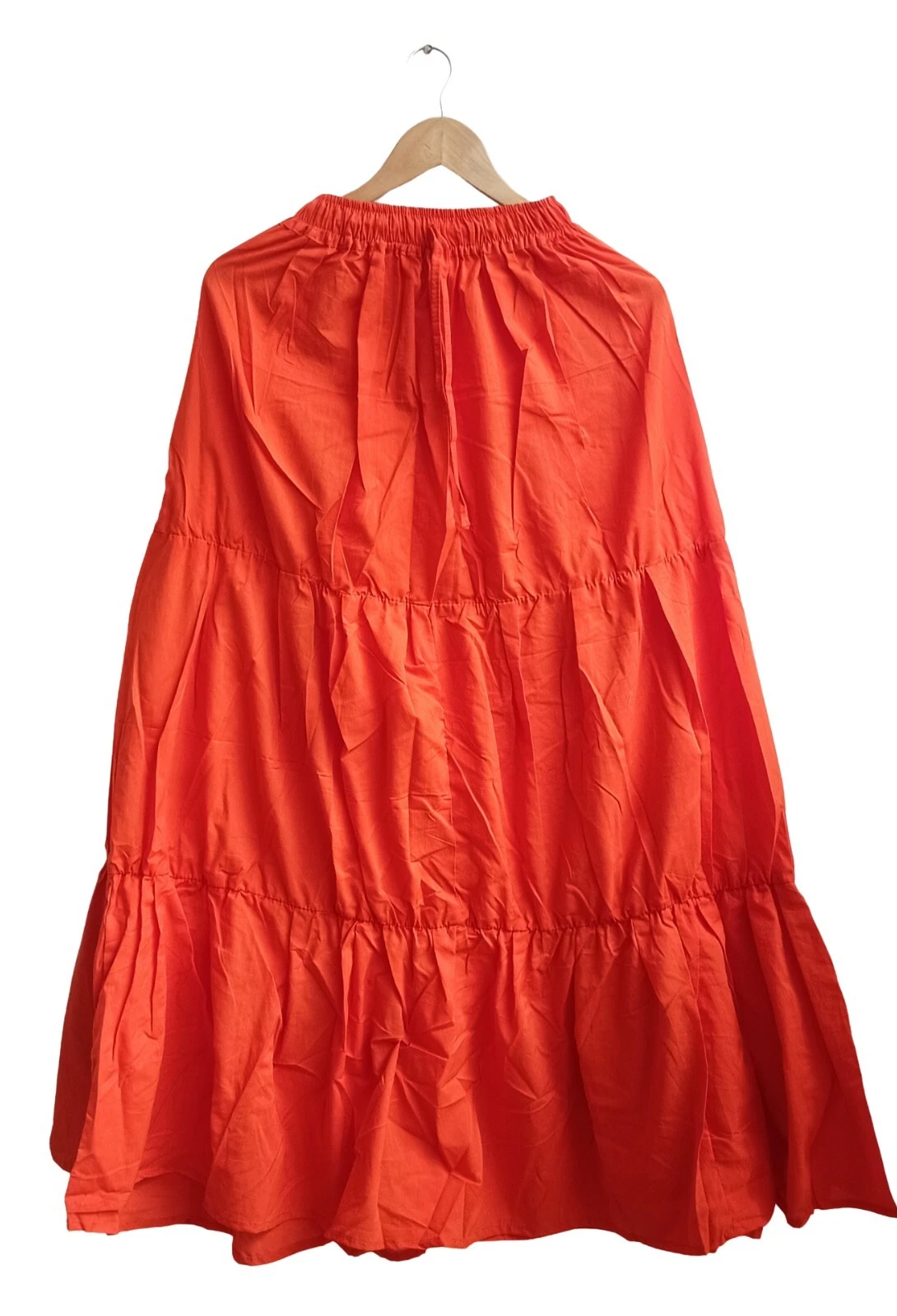 Indian Orange Solid Long Frill Pure 100% Cotton Skirts Women's Clothing Skirt US