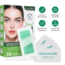 Facial Wax Strips Facial Hair Removal Wax Paper Quick & Painless All Skin 30Pcs