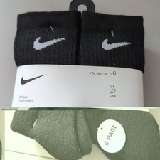 Nike Kids' Cushioned Crew Socks 6 PAIRS Black 10C-3Y UN0373-023