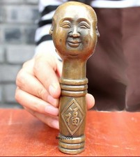 Brass Four-Face Buddha Head Walking Stick Cane Handle Top Topper