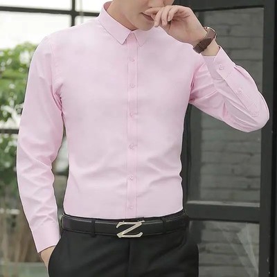Camisa blanca de manga larga para hombre, estilo coreano, fina, ajustada, para o