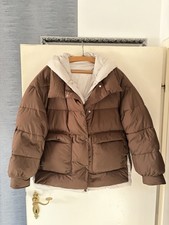 Steppjacke Damen, Braun, Größe M, Oversized, Warm, Leicht, Mit Kapuze