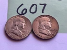 Lot of 2 FRANKLIN HALF DOLLARS 90 % SILVER 1962P & 1963D See Pictures Nice Lot !