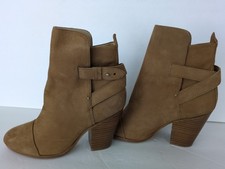 Rag Bone Kinsey Brown Nubuck Block Heels Ankle Boots Size 36 US 6 KS4