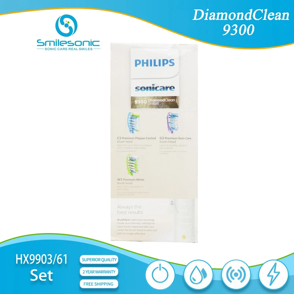 Juego de cepillos de dientes Philips Sonicare DiamondClean Smart 9300 HX992R HX9903/61 dorado Foto 4 de 4