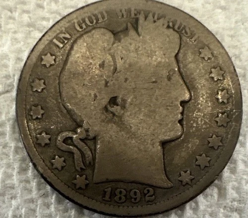 1892 s barber half dollar G/vg Condition See Pics!! Tough Date