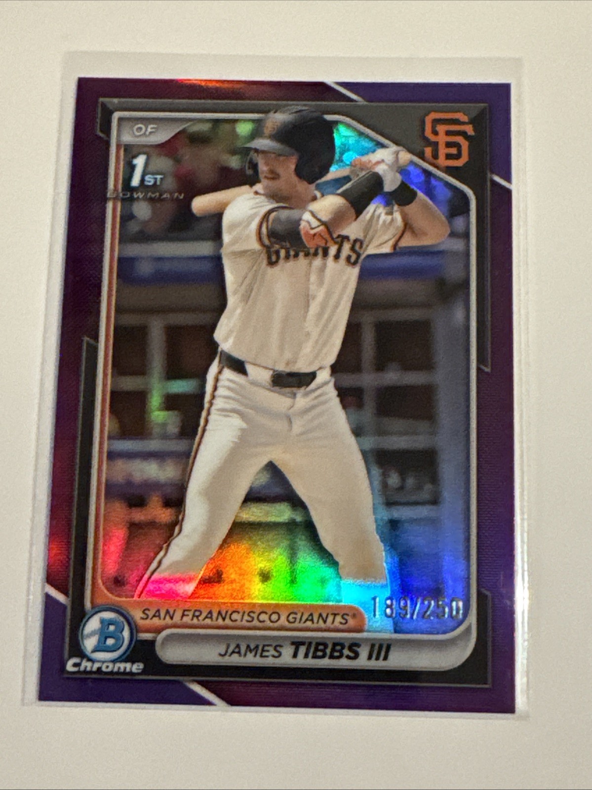 2024 Bowman Draft Chrome Purple Refractor /250  #BDC-40 James Tibbs III Giants