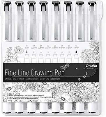 Ohuhu Marker Zeichenstift 8 Stück Set feine Linie Stiftbreite 0,05 ~ 1,0 mm T...