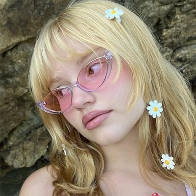 Aesthetic Pink Lens Small Cat Eye Glasses
