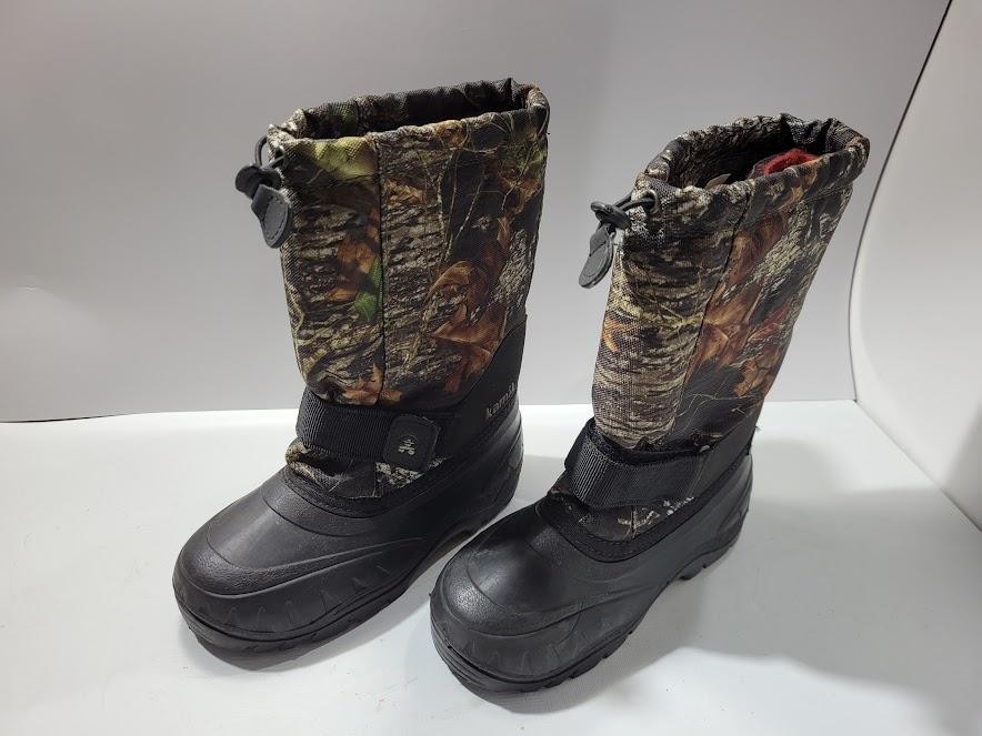 Kamik Snow Boots Kids Size 3 Brown Camo Insulated Winter Hunting Hiking Lined-image