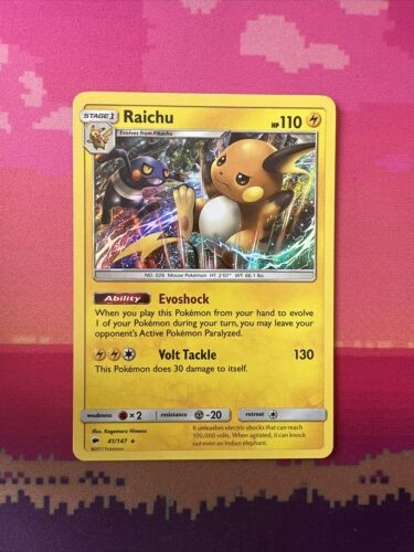 Pokemon Card Raichu Burning Shadows Holo Rare 41/147 Near Mint