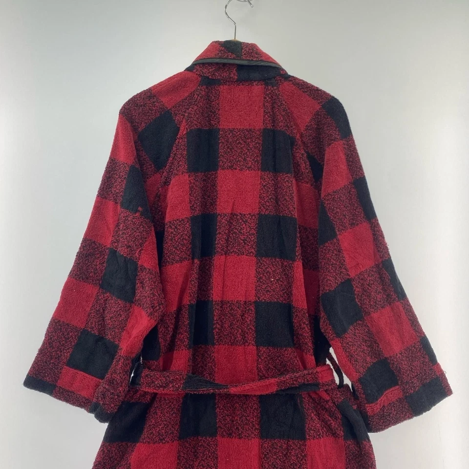 Abrigo Ralph Lauren Check Pile Albornoz Talla M Negro Rojo Usado Foto 2 de 4