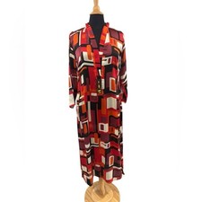 Women’s Geometric Shape Long sleeve Multicolored Shirt Dress-size SM