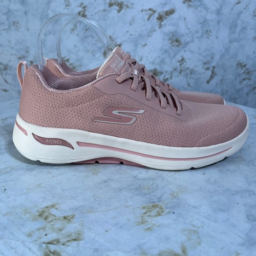 Skechers GoWalk Arch Fit Womens Size 9 Shoes Pink White Comfort Walking Sneakers