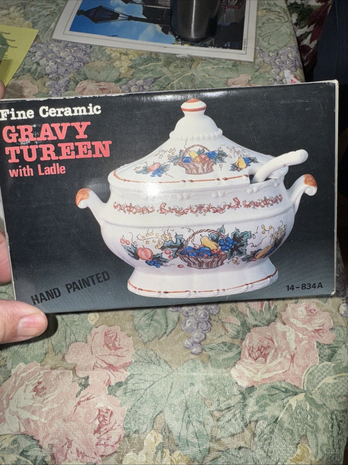 Vintage Porcelain Gravy Sauce Boat Bowl Serving Dish made in Japan with ladle