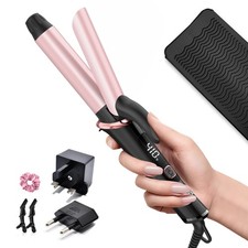 Travel Mini Curling Iron 1 Inch, Dual Voltage 110-240V with EU Plug, Rose  S...