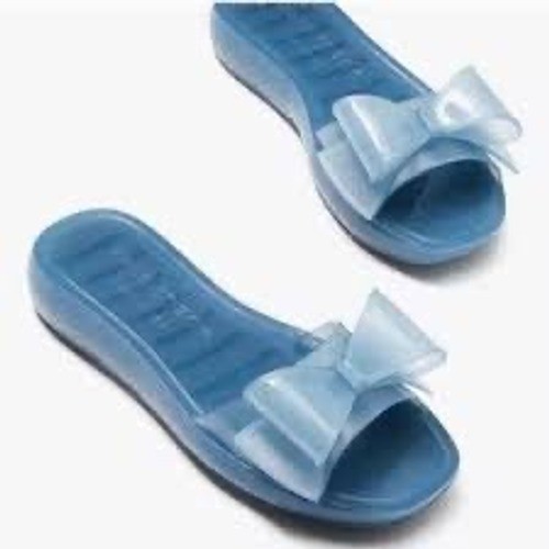 Kate Spade New York Blue Jelly Slide Sandals with Bow Detail Size 8