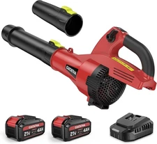 Lightweight Cordless Leaf Blower with 4.0Ah x 2 Batteries & Fast Charger - 7...