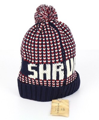 SCOTCH SHRUNK Jungen Mütze M rot marine gemustert Bommel Strickmütze *