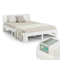 Holzbett 160X200 Weiß Lattenrost & Matratze – Doppelbett Jugendbett Homestyle4U