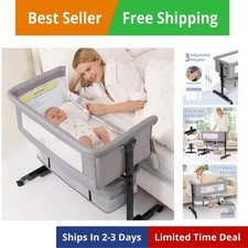 Baby Bassinet, 3 in 1 Bassinets Bedside Sleeper, Adjustable Height Bedside Sl...