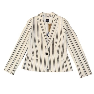 Joules Jacke Damen UK 10 weiß gestreift Georgie Blazer Country Outdoor Reiten