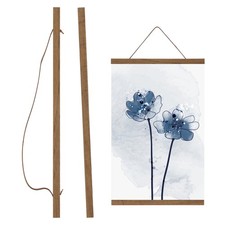 Magnetic Poster Hanger Frame, 20" Wooden Magnet Canvas , Teak Color