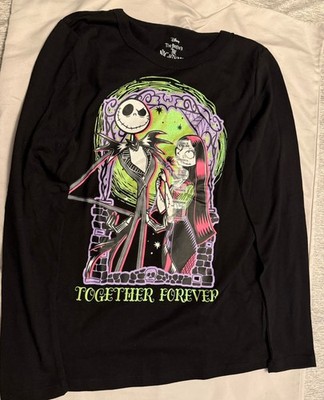 Disney Nightmare Before Christmas Together Forever Long Sleeve T-Shirt L Black