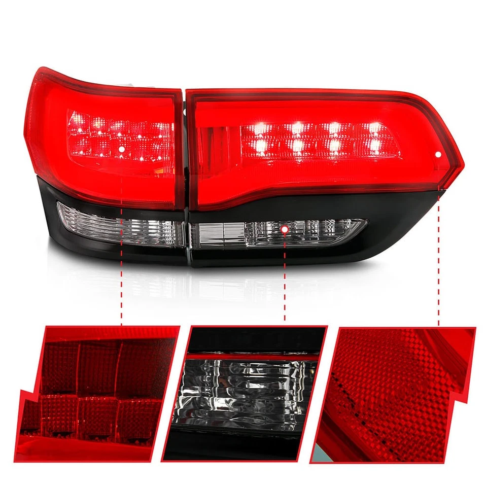 Conjunto de luces traseras de lente cromadas rojas/claras para Jeep Grand Cherokee 2014-2017 Foto 4 de 4