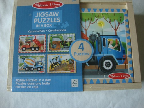 Melissa & Doug Jigsaw Puzzles In a Box 4 Puzzles Construction Ages 3+ NEW