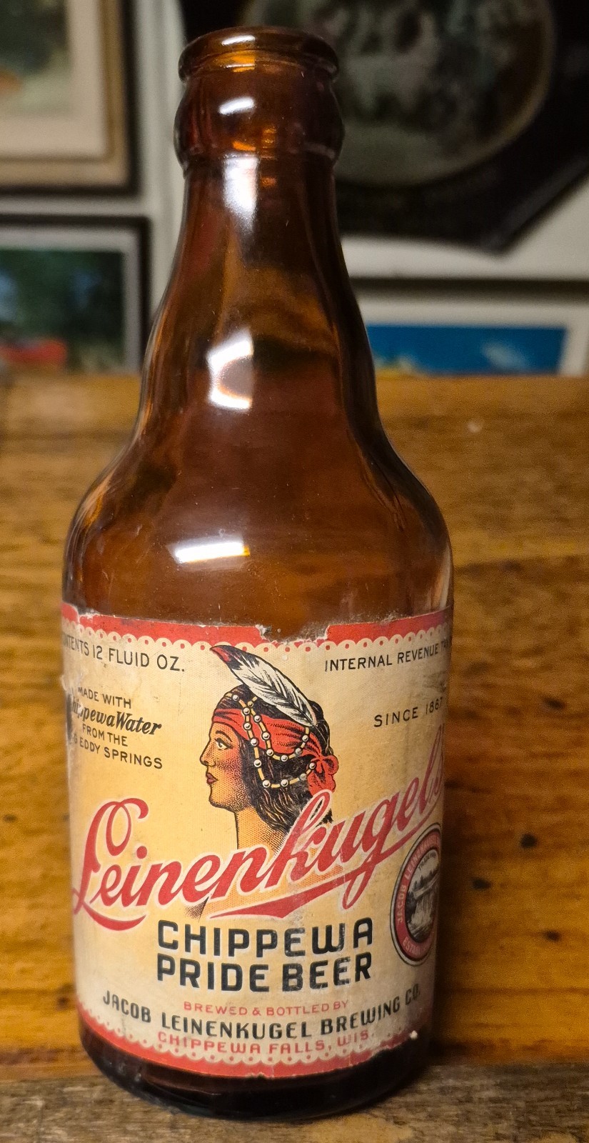 Leinenkugel's Chippewa Pride Beer 12 oz Glass Steinie Bottle IRTP Hard to Find