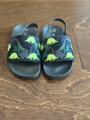 Primark Toddler Dinosaur Slide Sandals Size 7 Black Green New Without Box
