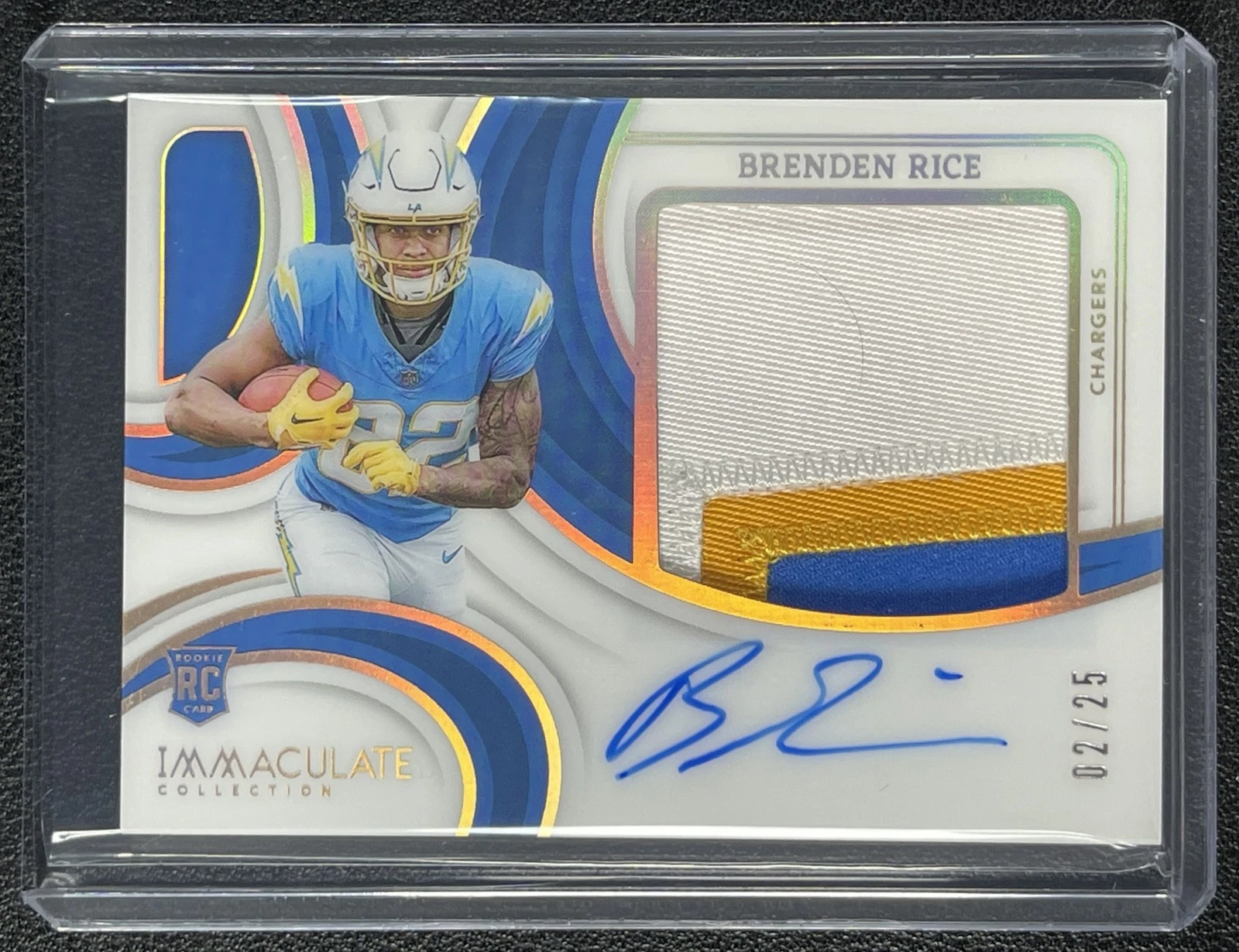 Brenden Rice Panini Immaculate Collection Premium Patch Rookie Autographs #PPRABRE Gold