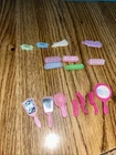 Vintage Barbie Doll Hair Brush Comb Pink Mirror Vanity Set Curlers