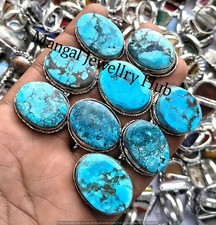 Trending Sale Turquoise Gemstone Rings 925 Sterling Silver Plated Jewellery Lot